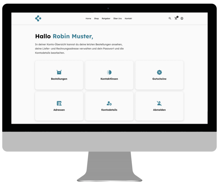 Computer Bilschirm zeigt Konto-Bereich